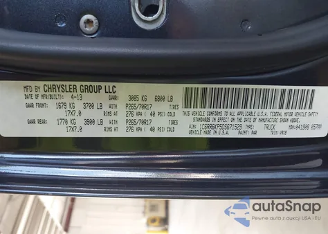 2013 Ram 1500 Tradesman из США, поврежденный, VIN 1C6RR6KP5DS671529